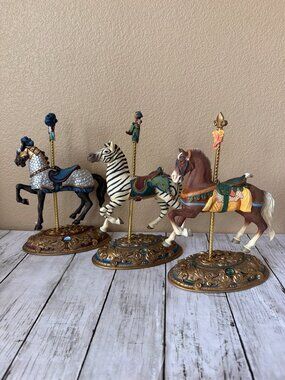 Set of 3 Willitts Carousel Classics Ann Dezendorf Ltd Ed Horse Zebra Eagle Back